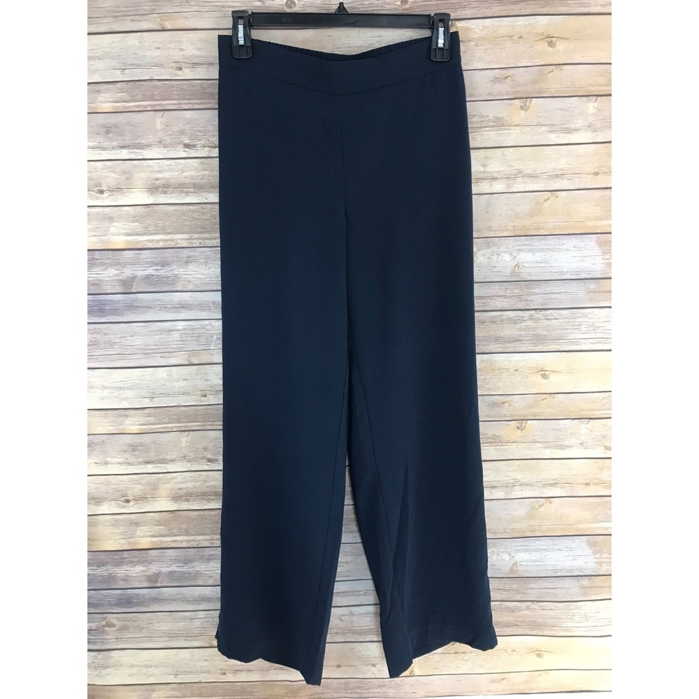 Cynthia Rowley Dress Pants Womens 8 Wide Leg Tuxedo Stripe Ankle Zipper Pull On